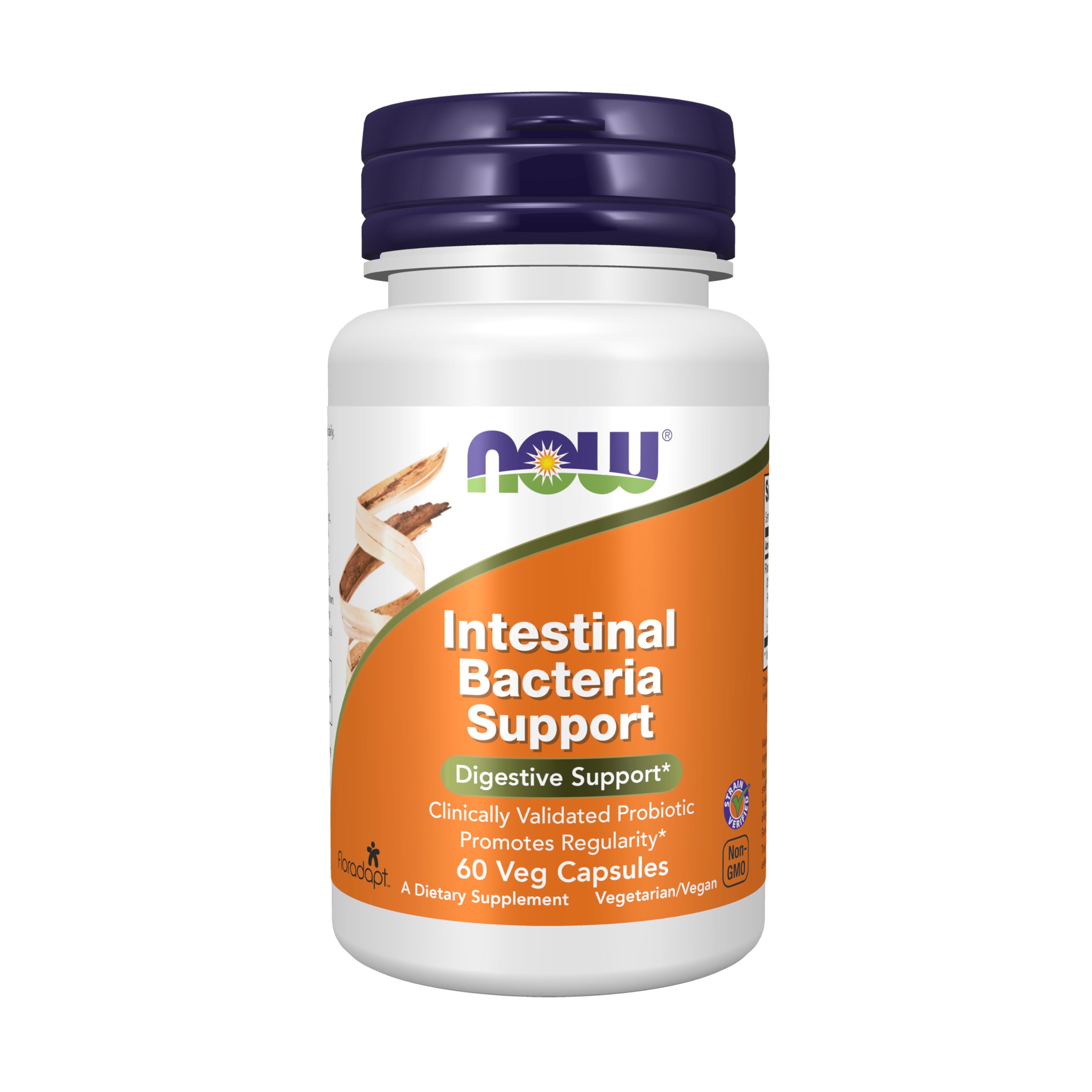 Now Intestinal Bacteria Support Probiotic Promotes Regularity*, 60 Veg Caps