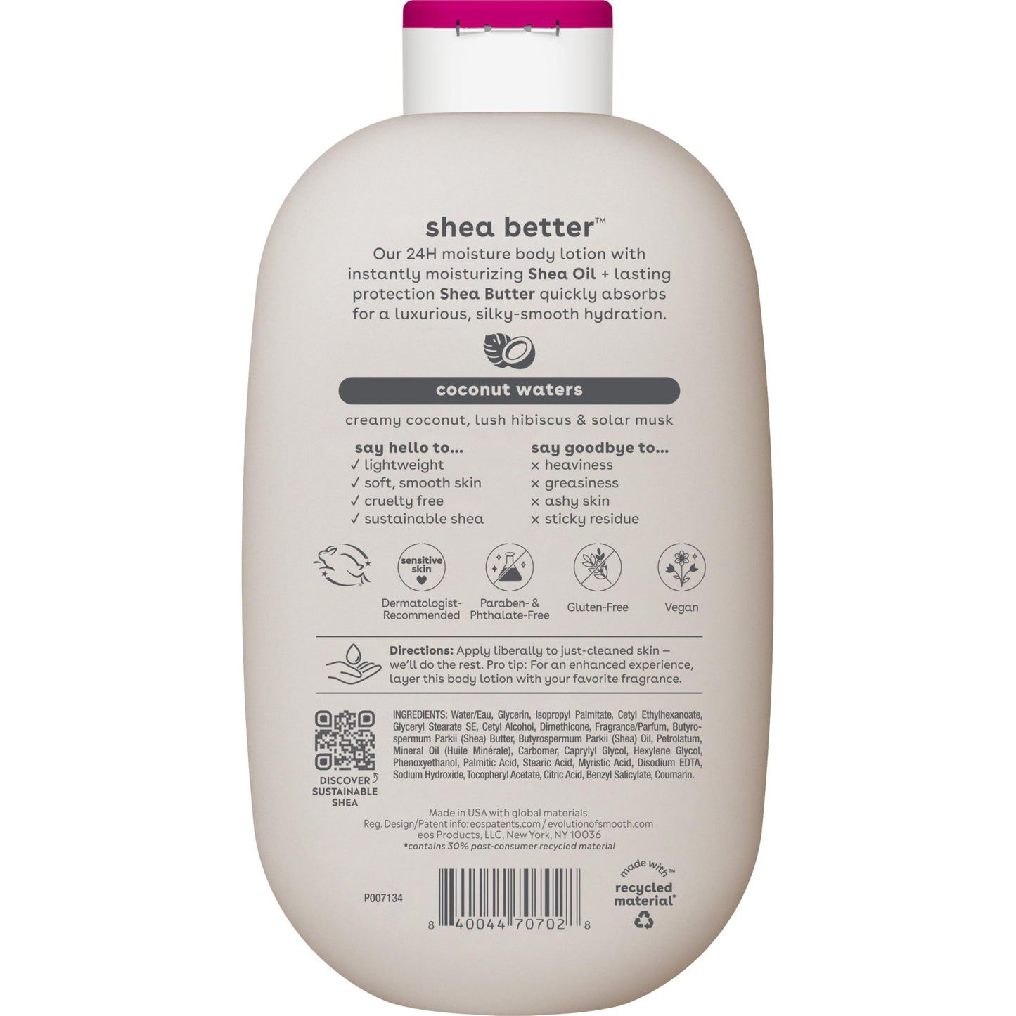 Bundle of eos Shea Better Hand Cream & Body Lotion - Coconut, Natural Shea Butter Hand Lotion and Skin Care, 24 Hour Hydration with Shea Butter & Oil