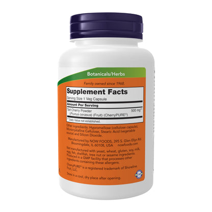 NOW Foods Supplements, Tart Cherry (Prunus cerasus) 500 mg, 50:1 Concentrate, Herbal Supplement, 90 Veg Capsules