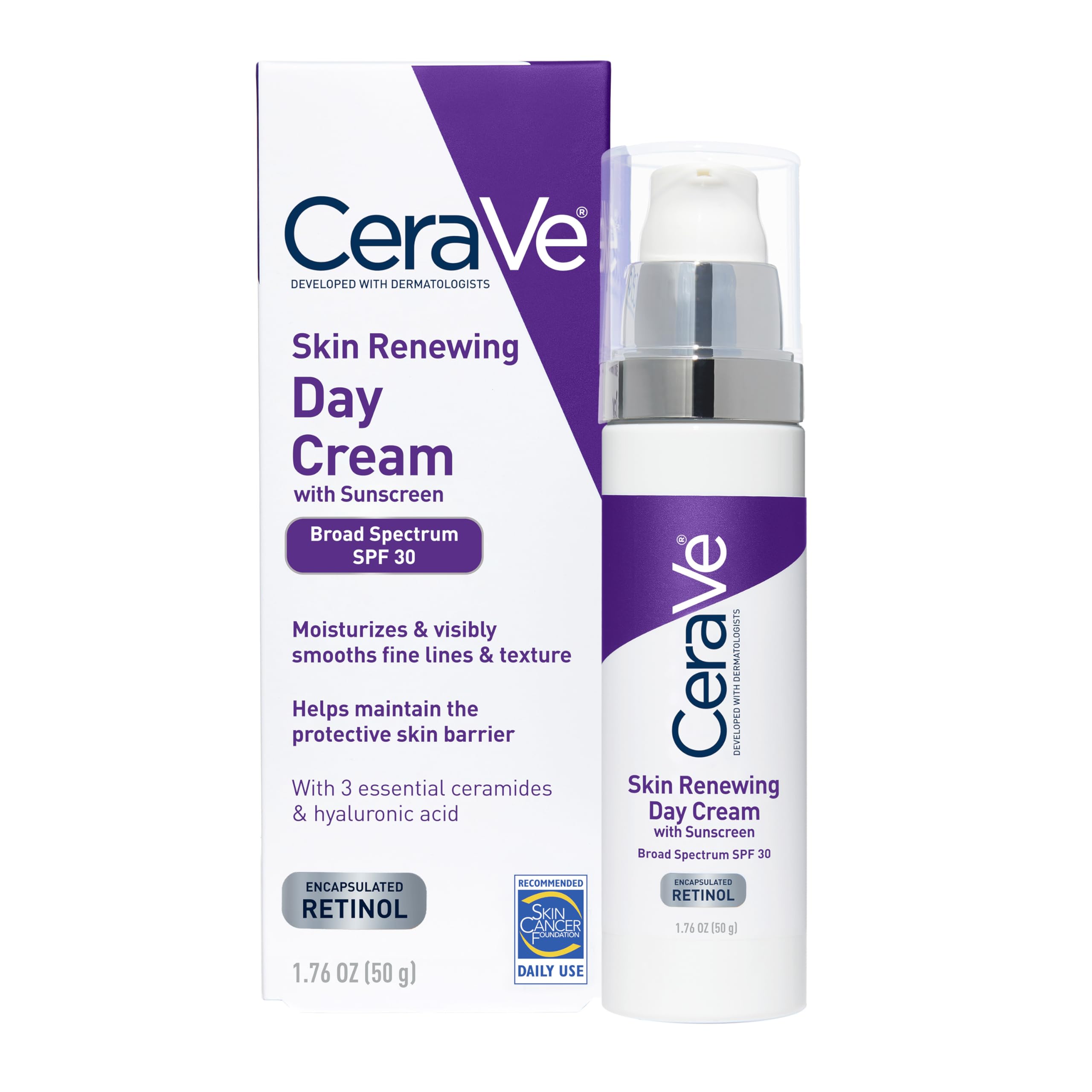 CeraVe Day Cream, Anti-Aging Retinol Face Moisturizer with SPF 30, 1.76oz