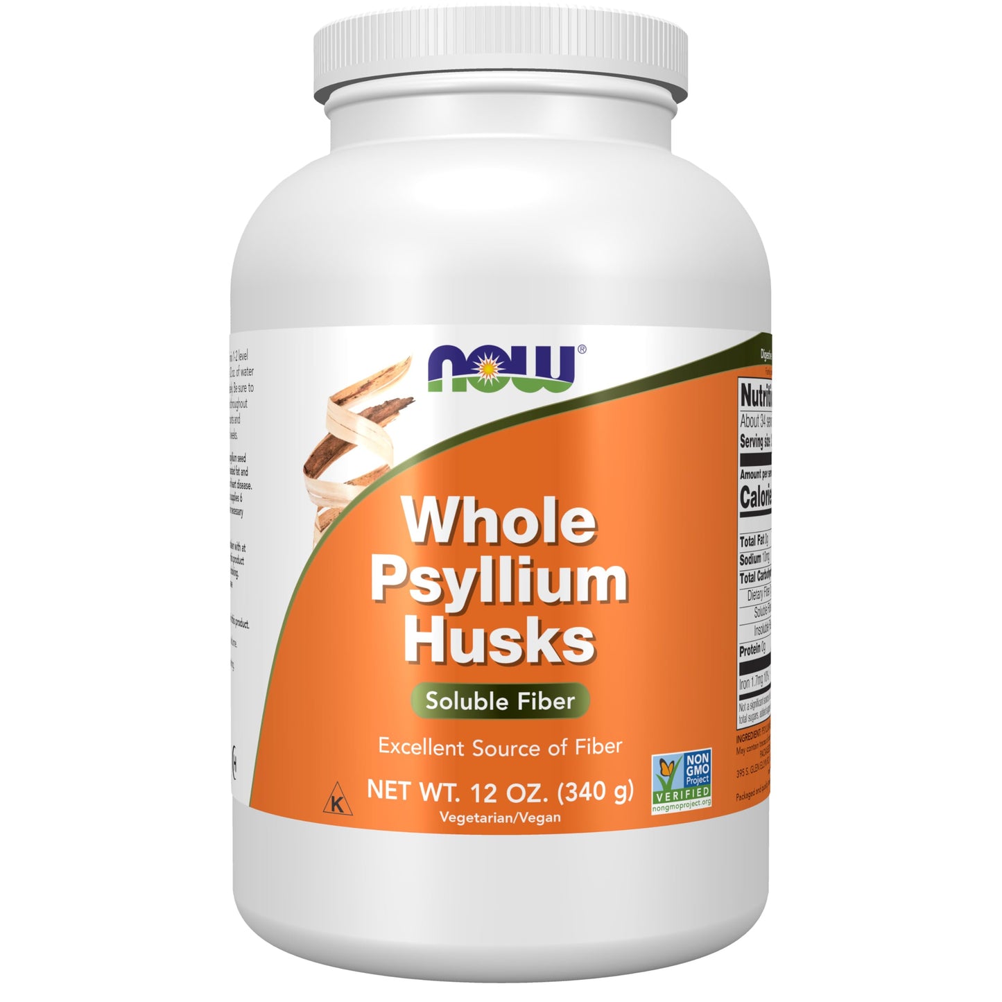 NOW Foods Supplements, Whole Psyllium Husks, Granule, Non-GMO Project Verified, Soluble Fiber, 12-Ounce