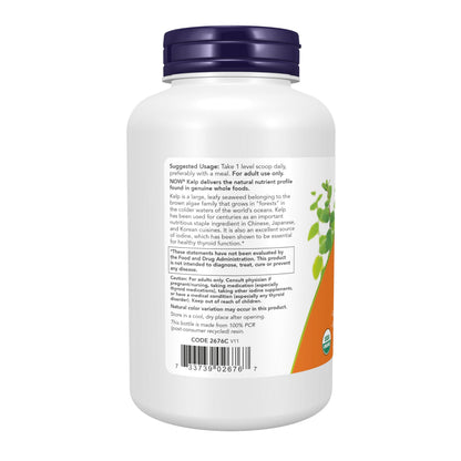 NOW Supplements, Kelp Powder, Certified Organic, Excellent Source of Iodine, Super Green, 8-Ounce