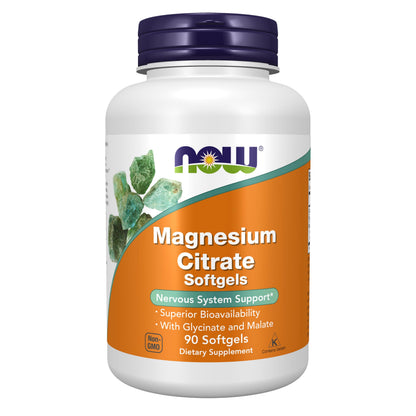 NOW Foods Supplements, Magnesium Citrate, With Glycinate & Malate, Nervous System Support*, 90 Softgels