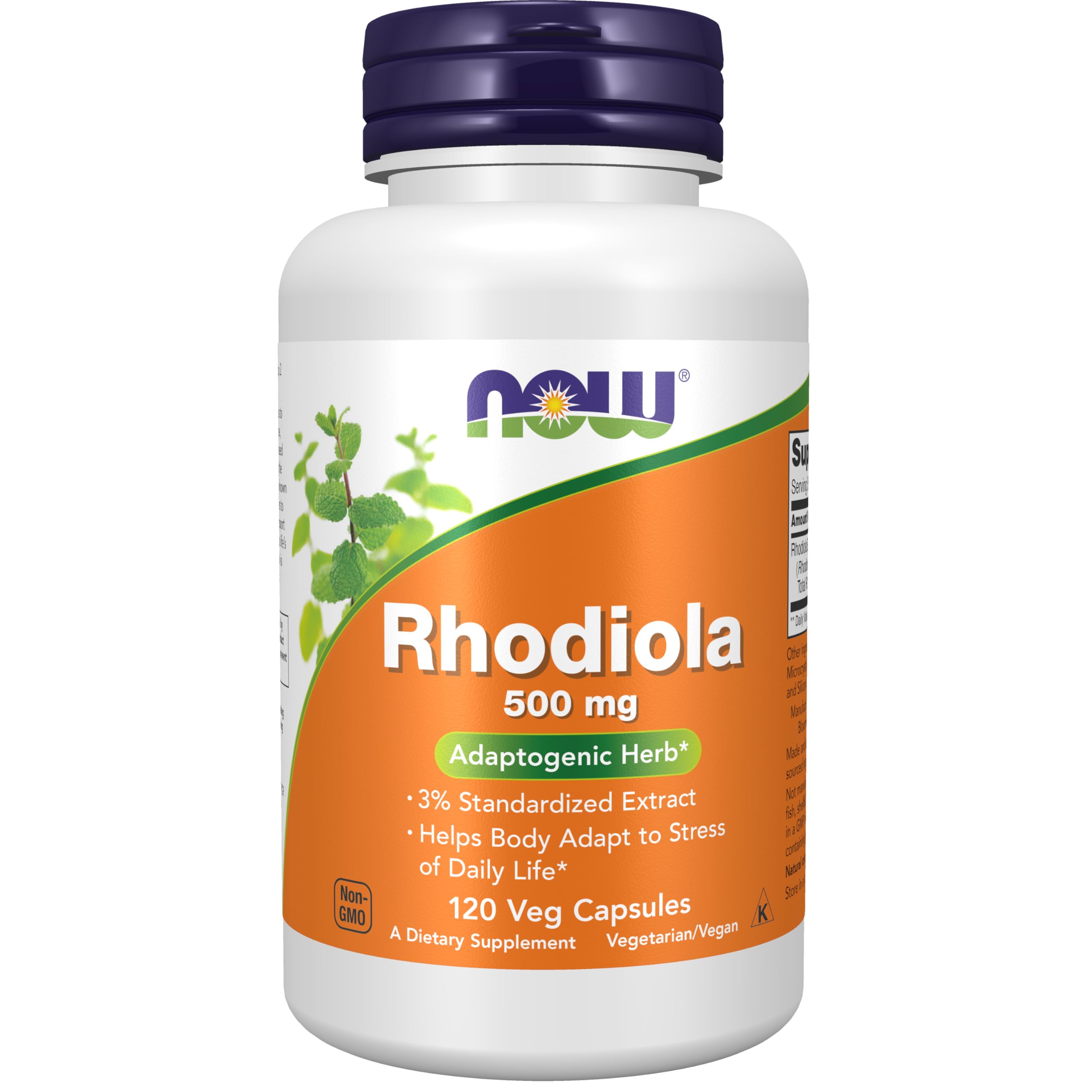 NOW Supplements, Rhodiola 500 mg, Helps Body Adapt to Stress of Daily Life*, Adaptogenic Herb*, 120 Veg Capsules
