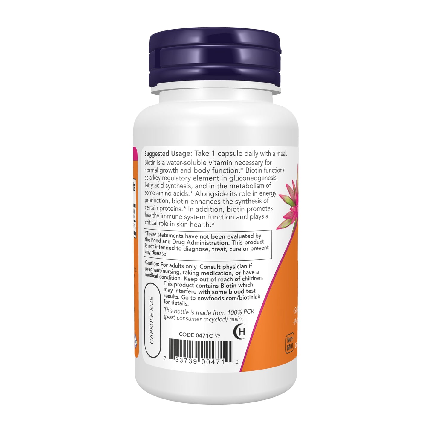 NOW Foods Supplements, Biotin 5,000 mcg, Amino Acid Metabolism*, Energy Production*, 60 Veg Capsules