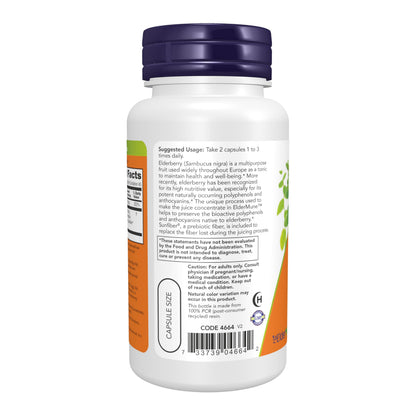NOW Foods Supplements, ElderMune 65:1 Elderberry Juice Concentrate With Vitamin C, Immune System Support, 90 Veg Capsules