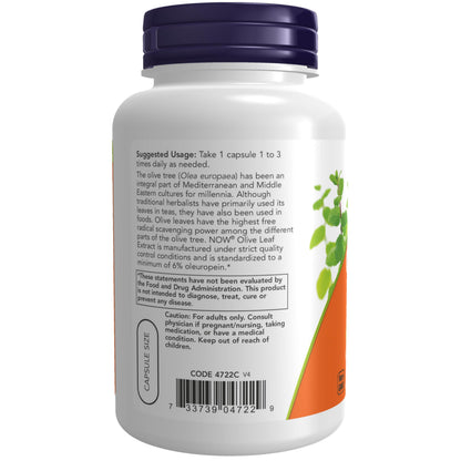 NOW Foods Supplements, Olive Leaf Extract 500 mg, Free Radical Scavenger*, 120 Veg Capsules
