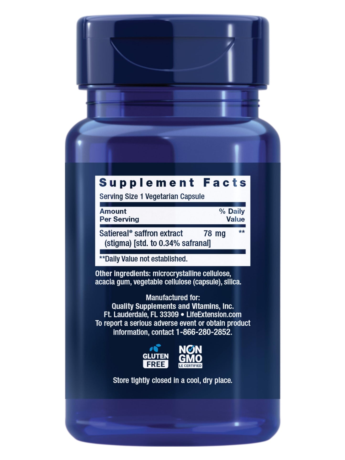 Life Extension Optimized Saffron, Saffron Extract, Saffron Supplement That Helps You Fight The urge to Snack, Non-GMO, Gluten-Free, Vegetarian, 60 Vegetarian Capsules