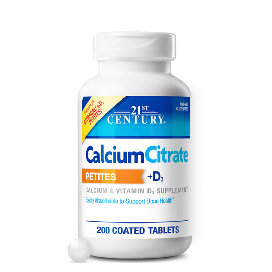 21st Century Calcium Citrate + D3 Petites, Easy to Swallow, 200 Count