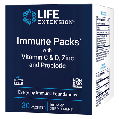 Life Extension - Immune Packs with Vitamin C & D, Zinc and Probiotic (30 Packs)