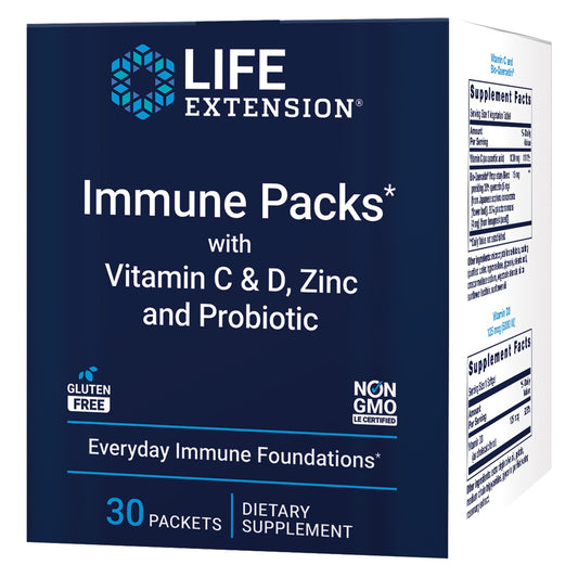 Life Extension - Immune Packs with Vitamin C & D, Zinc and Probiotic (30 Packs)