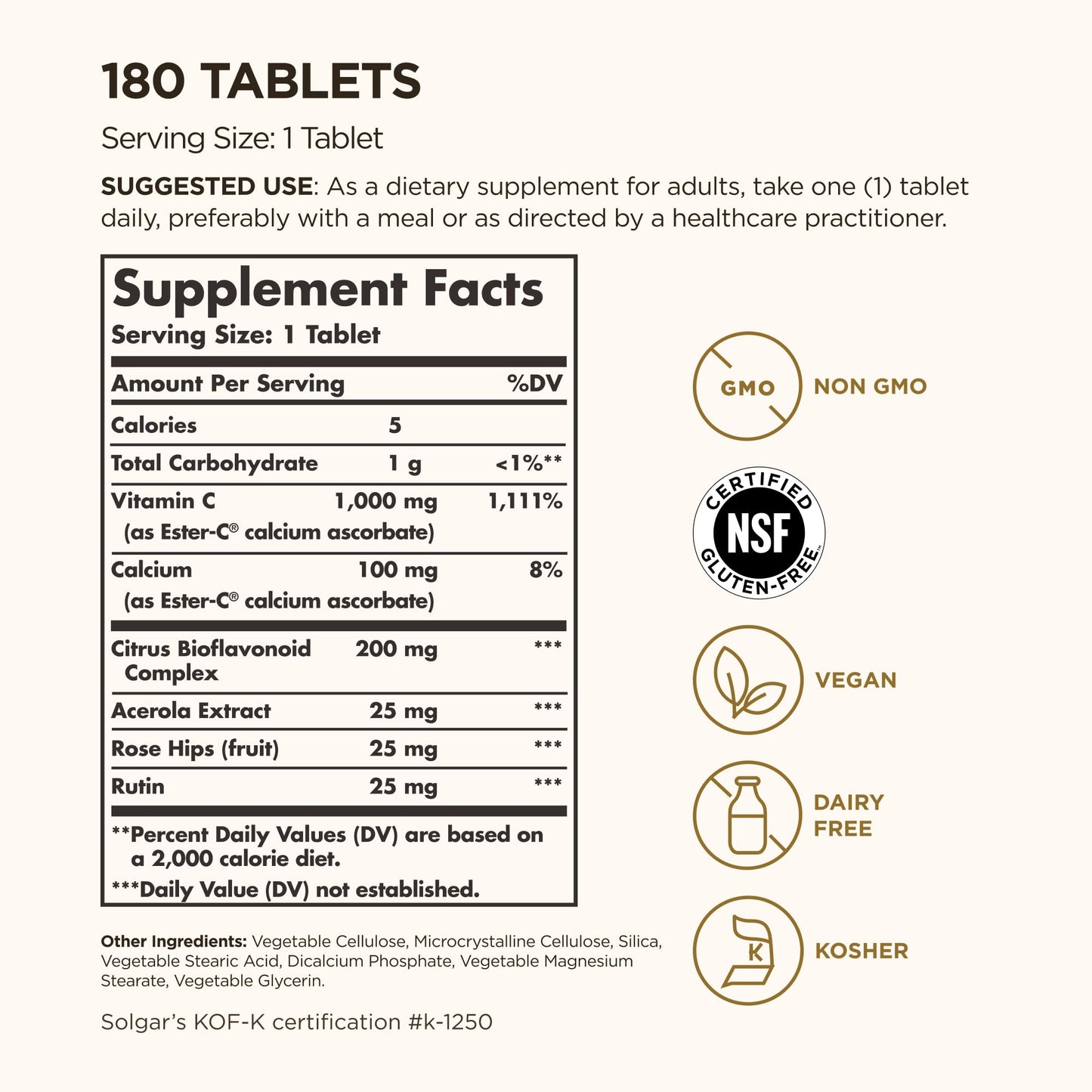 Solgar Ester-C Plus 1000 mg Vitamin C (Ascorbate Ester), 60 Capsules