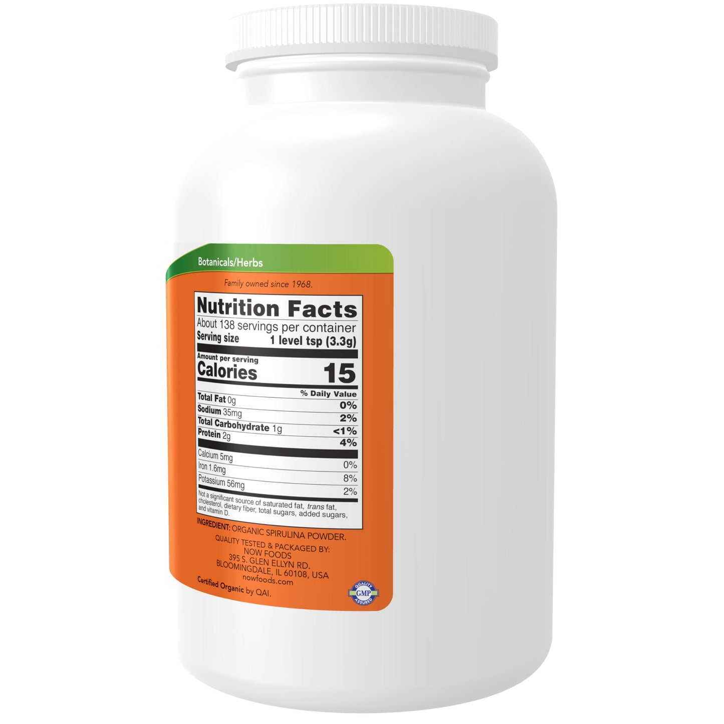 NOW Foods Supplements, Certified Organic, Spirulina Powder, Rich in Beta-Carotene (Vitamin A) and B-12 with naturally occurring GLA & Chlorophyll, 1-Pound