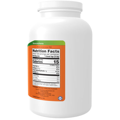 NOW Foods Supplements, Certified Organic, Spirulina Powder, Rich in Beta-Carotene (Vitamin A) and B-12 with naturally occurring GLA & Chlorophyll, 1-Pound