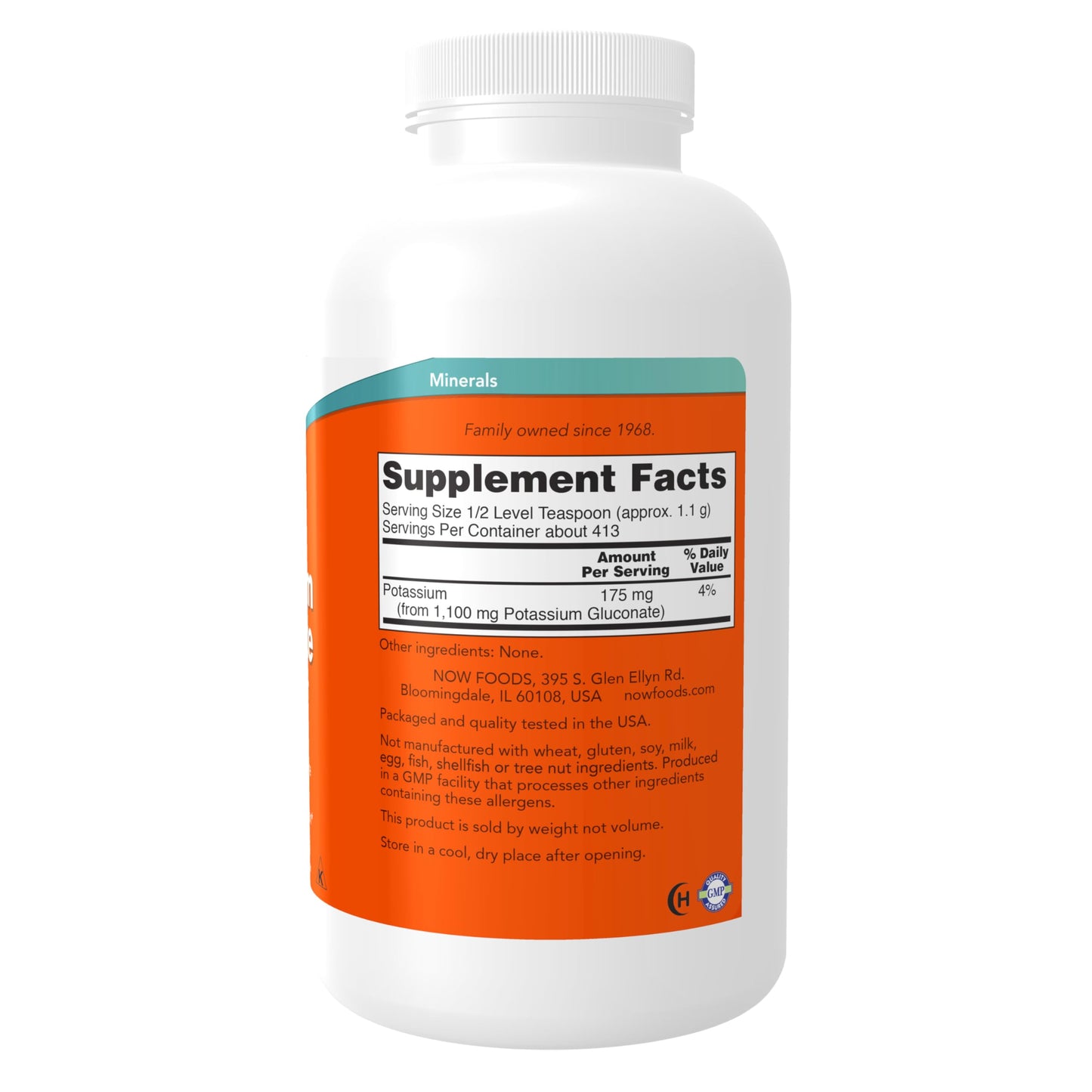 NOW Foods Supplements, Potassium Gluconate Pure Powder 175 mg, Essential Mineral*, 1-Pound