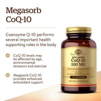 Solgar Megasorb CoQ-10 100 mg, 90 Softgels - Supports Healthy Aging