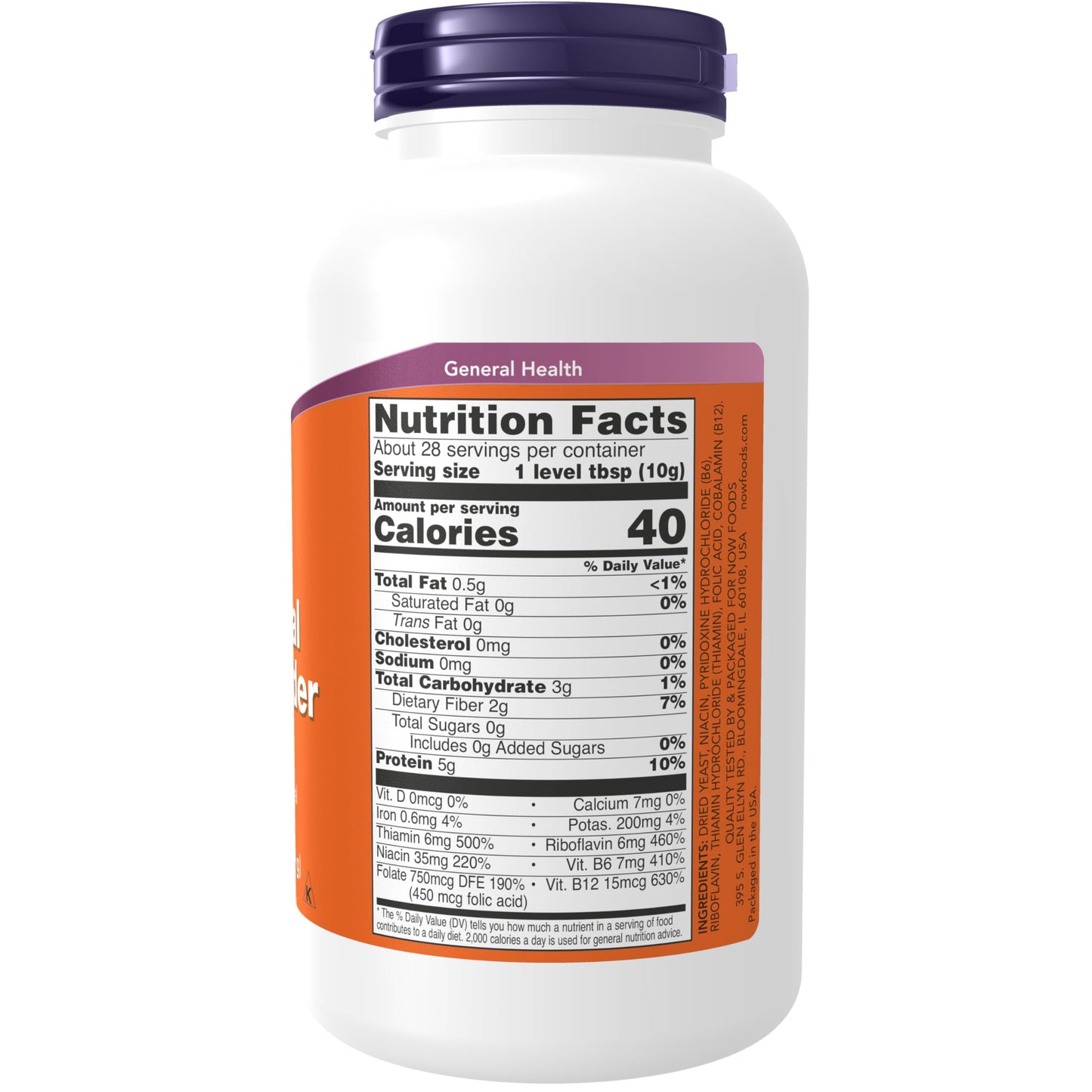 NOW Supplements, Nutritional Yeast Powder Fortified with Additional B-Vitamins, 10-Ounce