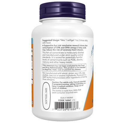 NOW Foods Supplements, Tri-3D Omega™, Triglyceride Form of Omega-3 Fish Oil + Vitamin D-3, Molecularly Distilled, 90 Softgels