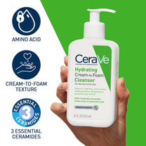 CeraVe Foaming Facial Cleanser | Daily Face Wash for Oily Skin | Hyaluronic Acid + Ceramides + Niacinamide | Fragrance Free & Paraben Free | Non - Drying Oil Control Face Wash | 8 Fluid Ounce