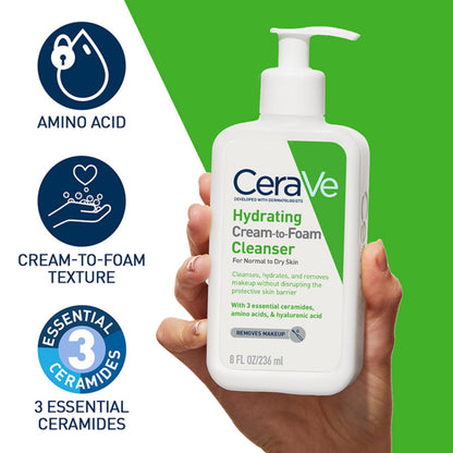 CeraVe Foaming Facial Cleanser | Daily Face Wash for Oily Skin | Hyaluronic Acid + Ceramides + Niacinamide | Fragrance Free & Paraben Free | Non - Drying Oil Control Face Wash | 8 Fluid Ounce