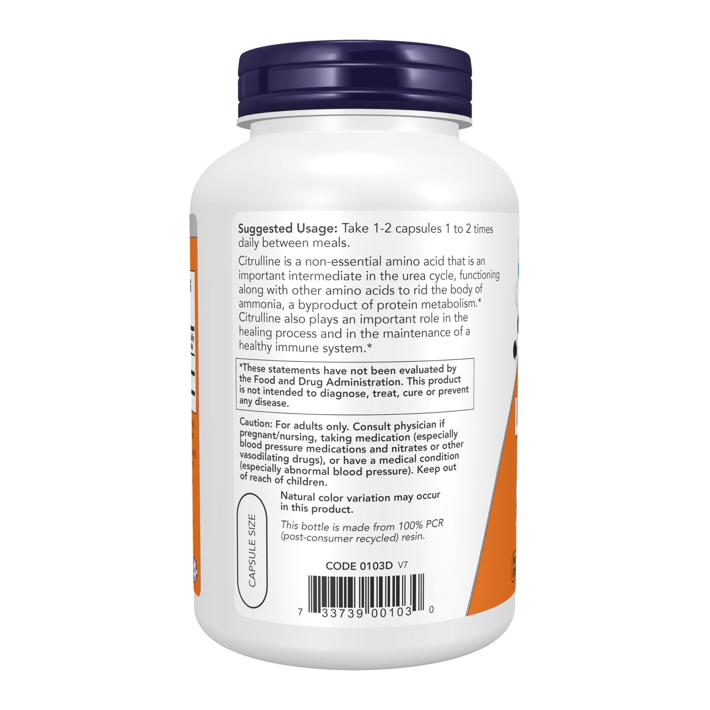 NOW Foods Supplements, L-Citrulline 750 mg, Supports Protein Metabolism*, Amino Acid, 180 Veg Capsules