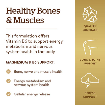Solgar Magnesium with Vitamin B6, 250 Tablets - Energy Metabolism