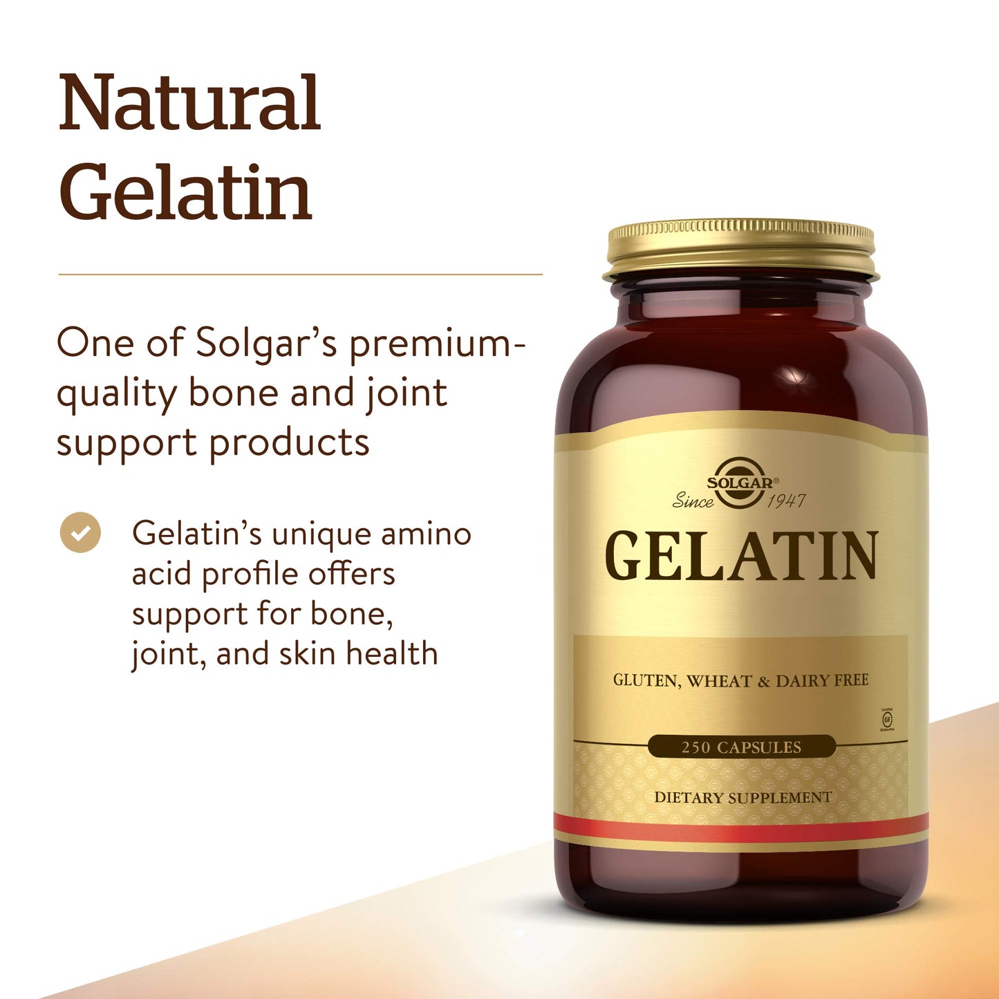 Solgar Gelatin 1680 mg, 250 Capsules - Supports Bone, Joint & Skin Health