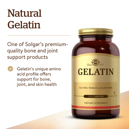Solgar Gelatin 1680 mg, 250 Capsules - Supports Bone, Joint & Skin Health