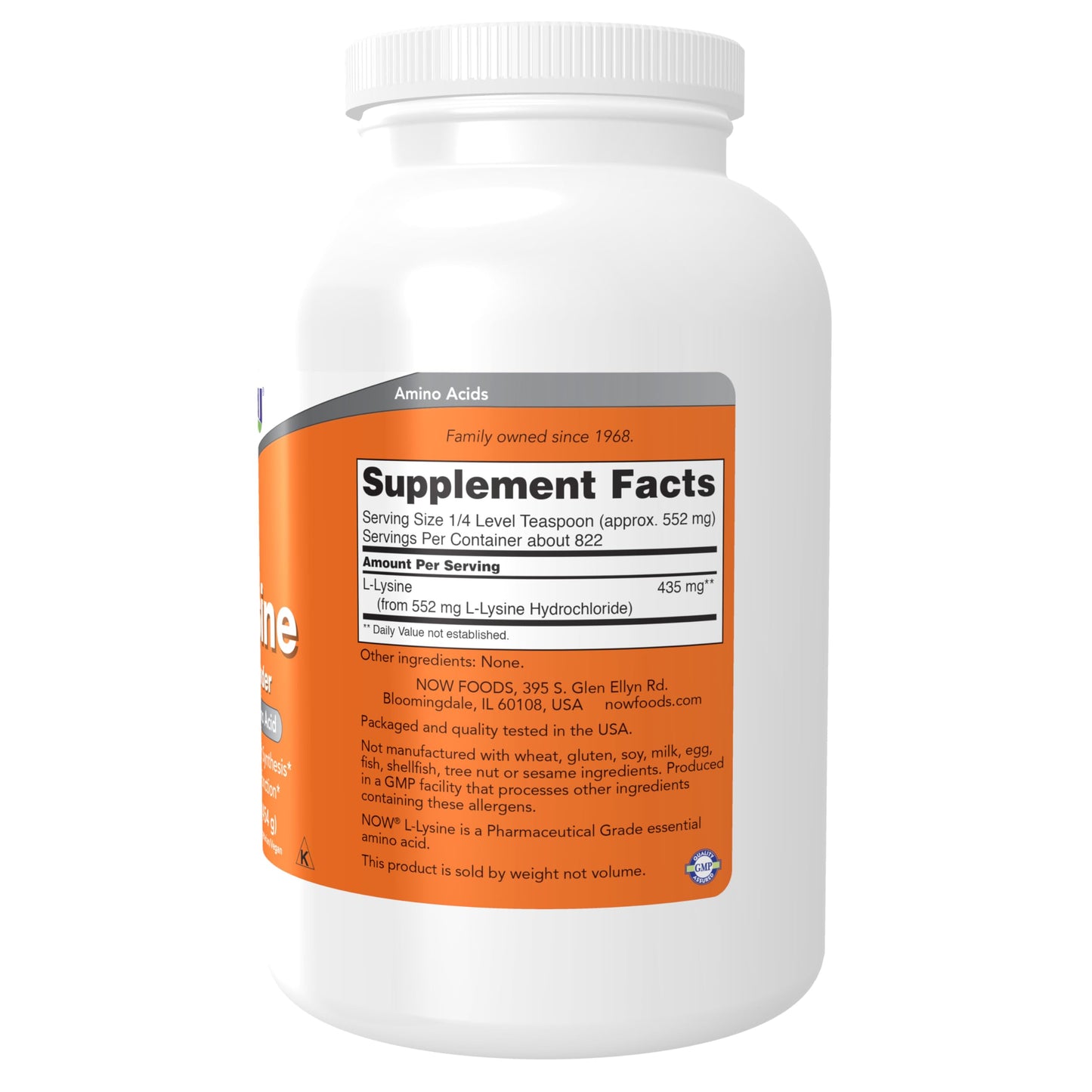 NOW Foods Supplements, L-Lysine (L-Lysine Hydrochloride) Powder, Supports Collagen Synthesis*, Amino Acid, 1-Pound