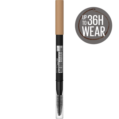 Maybelline TattooStudio Waterproof Eyebrow Pencil, Sharpenable, Longwear, Long Lasting, Pigmented Eyebrow Pencil for Defined Brows, Light Blonde, 1 Count