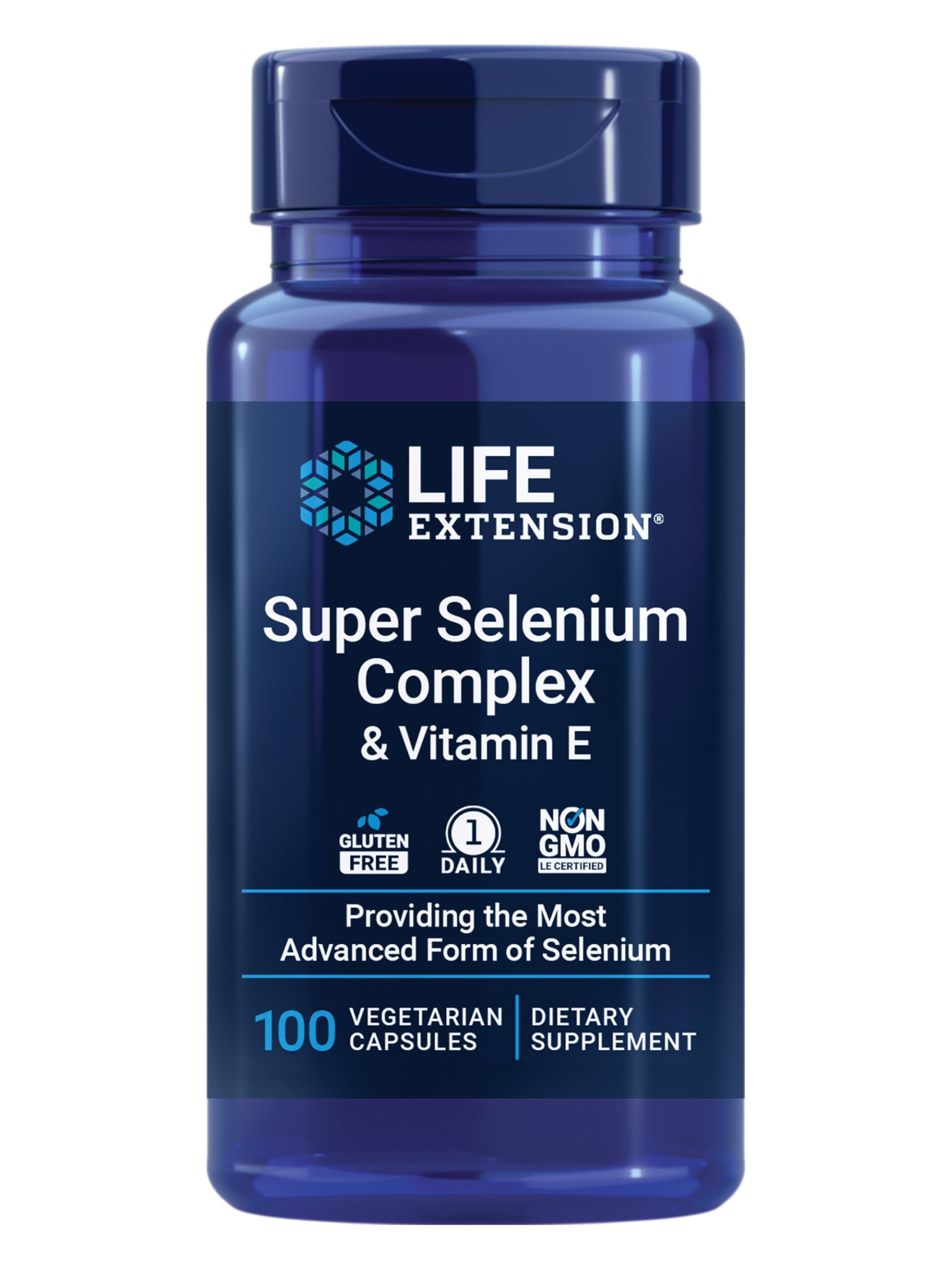 Life Extension Super Selenium Complex, 200 mcg – 3 Forms of Selenium, Vitamin E – Cellular Health & Longevity Support – Gluten-Free, Non-GMO, Vegetarian, 1 Daily – 100 Capsules