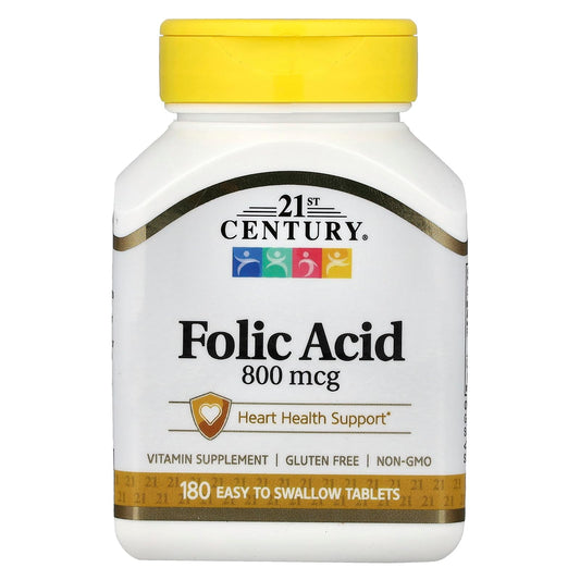 21st Century Folic Acid 800mcg Tablets, Heart Health, 180 Count