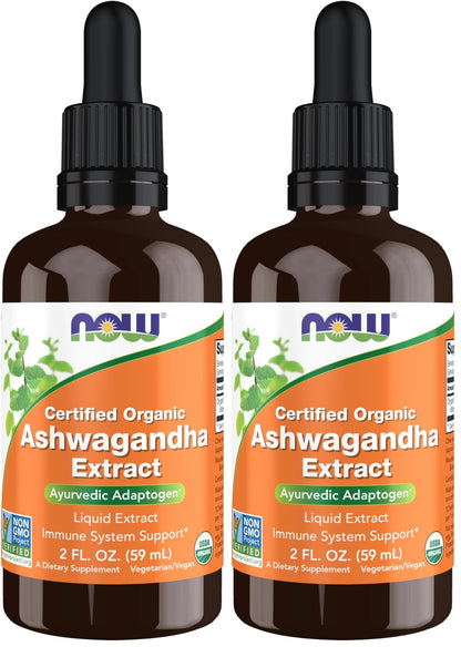 NOW Supplements, Ashwagandha Liquid Extract, Organic, Immune System Support, 2 Fluid Ounces (Pack of 2)