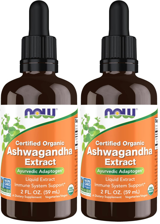 NOW Supplements, Ashwagandha Liquid Extract, Organic, Immune System Support, 2 Fluid Ounces (Pack of 2)