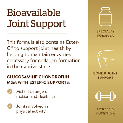 Solgar Extra Strength Glucosamine Chondroitin MSM w/Ester-C, 180 Tablets