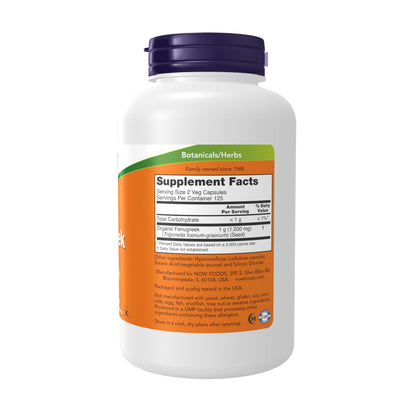 NOW Supplements, Fenugreek (Trigonella foenum-graecum) 500 mg, Herbal Supplement, 250 Veg Capsules