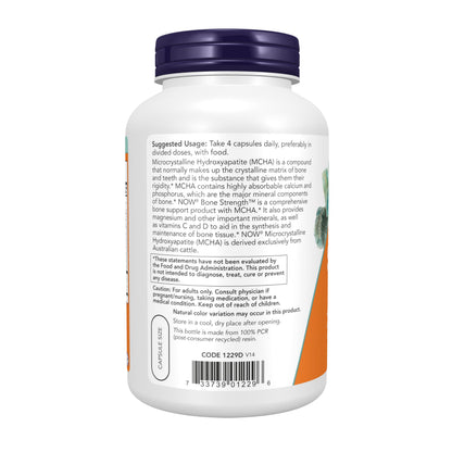 NOW Foods Supplements, Bone Strength™ with Microcrystalline Hydroxyapatite (MCHA), Magnesium and Vitamins C,D and K, 240 Capsules