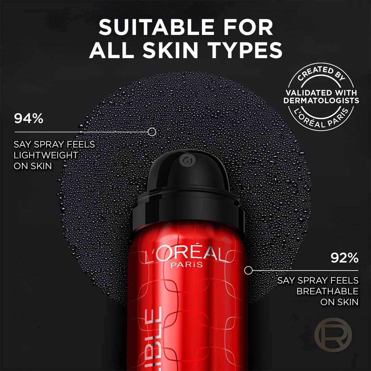L'Oreal Paris Infallible 3-Second Setting Spray Mist, Microfine Mist for up to 36HR Wear, Clear, 1.76 oz (Pack of 2)