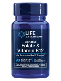 Life Extension BioActive Folate & Vitamin B12, Promotes Heart, Brain & GI Tract Health, Non-GMO, Gluten-Free, Vegetarian, 90 Capsules