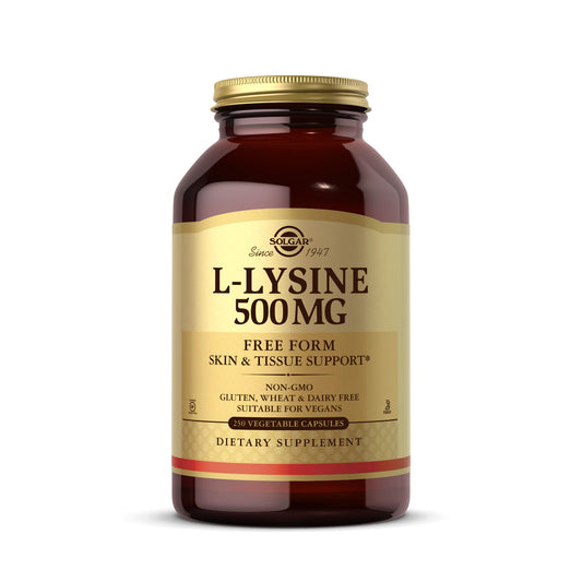 Solgar L-Lysine 500 mg, 250 Vegetable Capsules - Collagen Support - Non-GMO