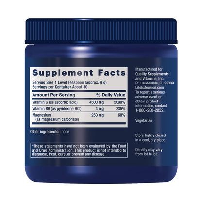 Life Extension Effervescent Vitamin C Magnesium Crystals, immediate Relief from Occasional Constipation, Gluten-Free, Non-GMO, Vegetarian, Net Wt. 180 Grams