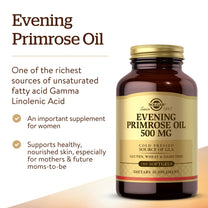 Solgar Evening Primrose Oil 500 mg, 180 Softgels - Promotes Healthy Skin