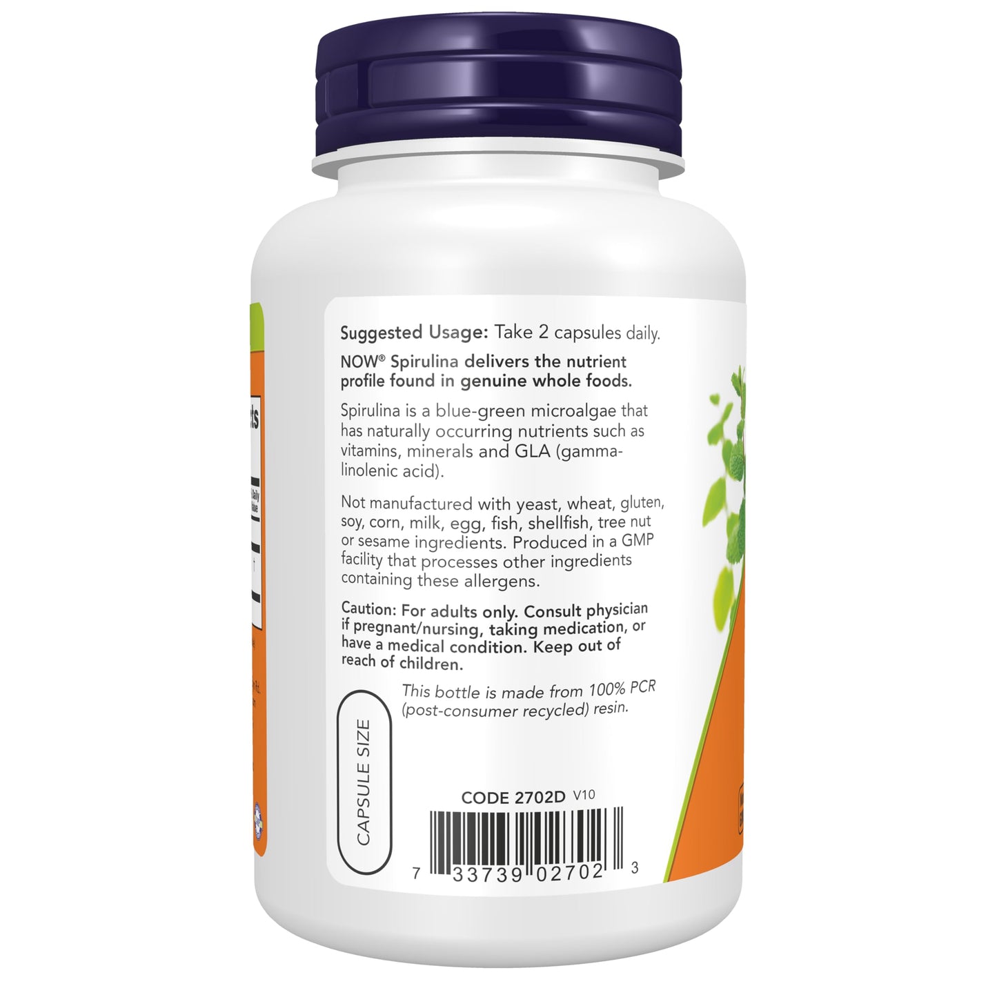 NOW Foods Supplements, Natural Spirulina 500 mg with Beta-Carotene (Vitamin A) and Vitamin B-12, and naturally occurring Protein and GLA (Gamma Linolenic Acid), 120 Veg Capsules