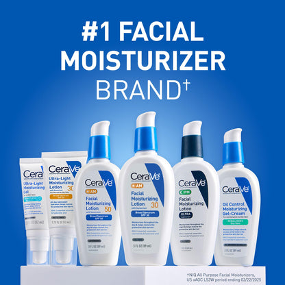 CeraVe Ultra-Light Moisturizing Lotion SPF 30, Sunscreen for Face, 1.7oz