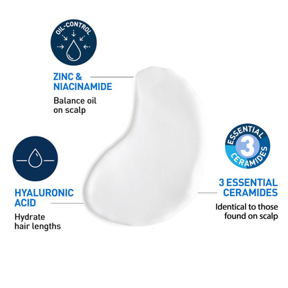 CeraVe Oil Control Conditioner with Hyaluronic Acid for Oily Scalp, 9 Oz