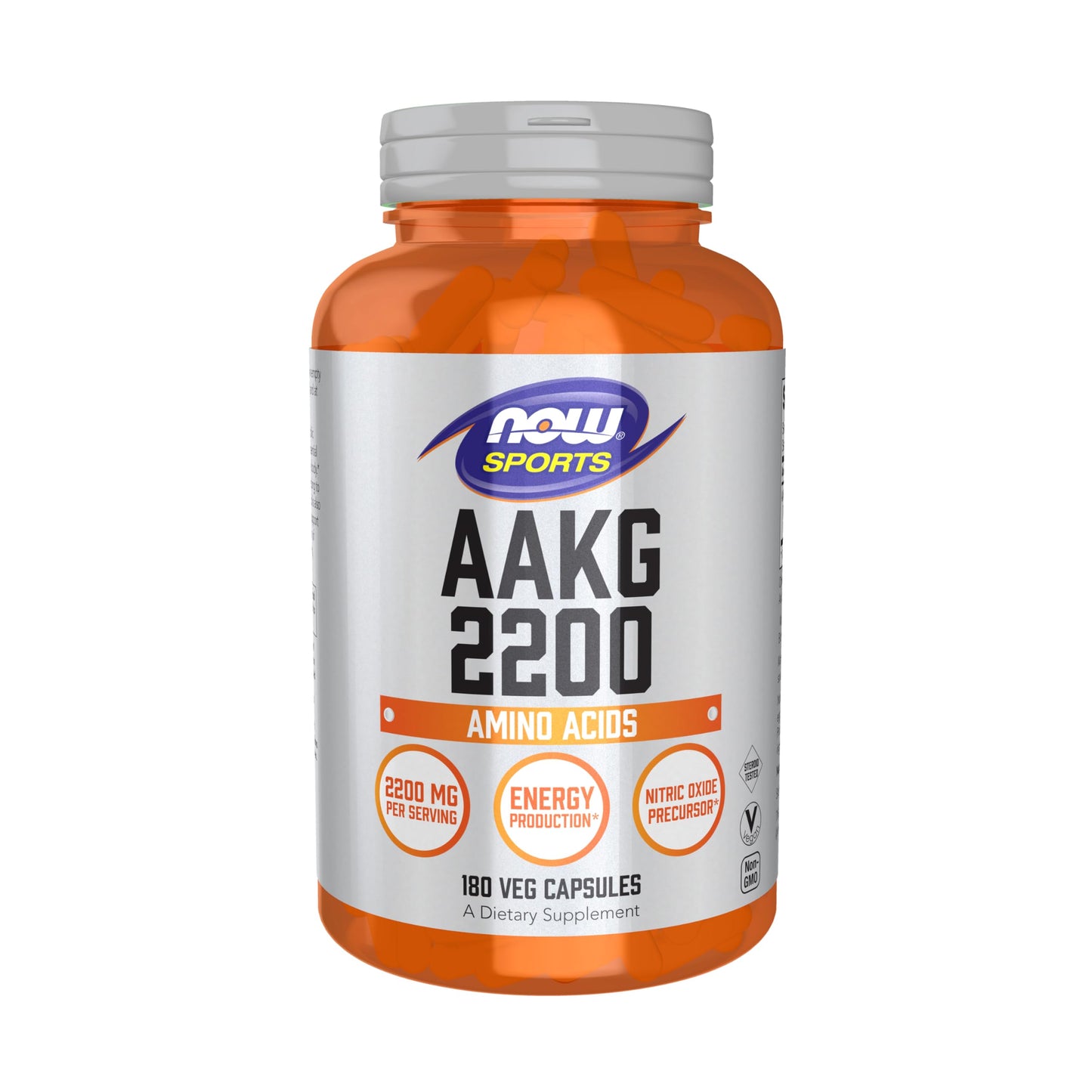Now Sports, AAKG 2200, Arginine, Energy Production*, 180 Veg Caps