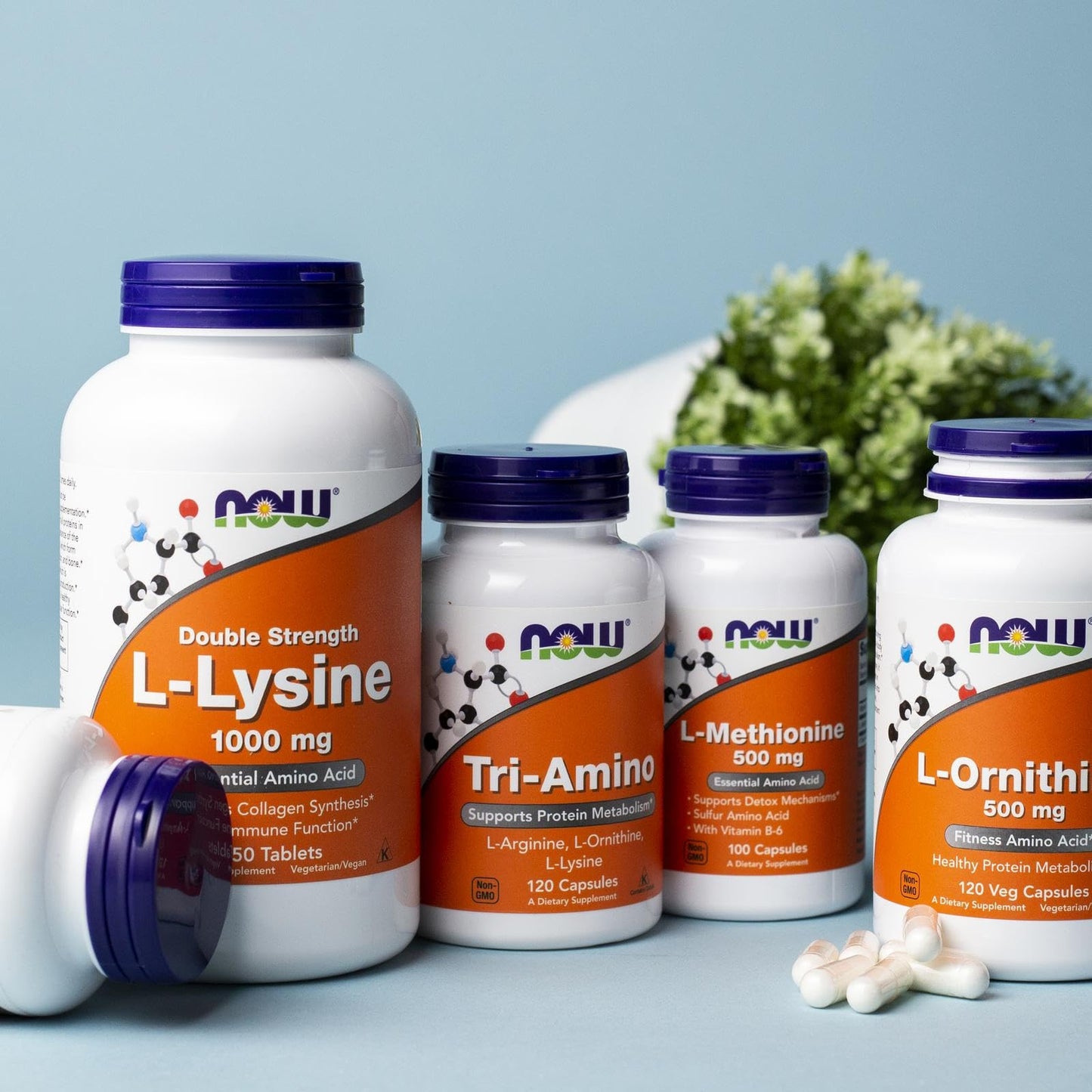 NOW Foods Supplements, Tri-Amino with L-Arginine, L-Ornithine, L-Lysine, Supports Protein Metabolism*, 120 Capsules