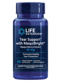 Life Extension Tear Support with MaquiBright®, 60 mg, maqui berry extract for dry eyes, supports eye health, encourages tear production, gluten-free, non-GMO, 1 daily, vegetarian, 30 Count (Pack of 1)