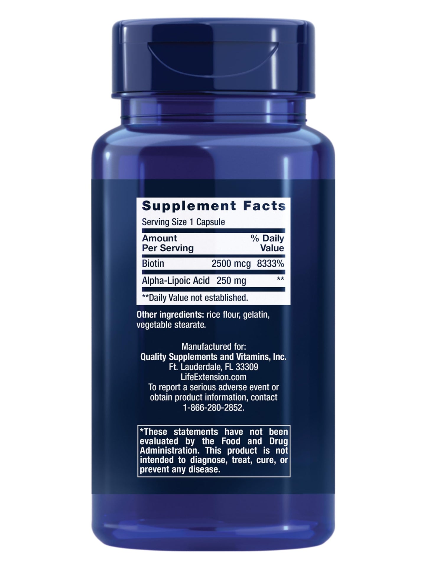 Life Extension Alpha-Lipoic Acid with Biotin, for Cell Protection, Universal antioxidant for Liver & Nerve Health, Gluten-Free, Non-GMO, 60 Capsules