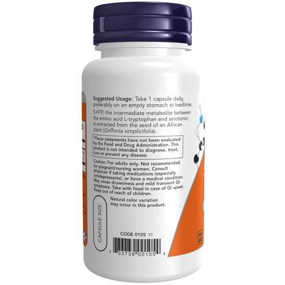 NOW Foods Supplements, 5-HTP (5-hydroxytryptophan) 100 mg, Neurotransmitter Support*, 60 Veg Capsules